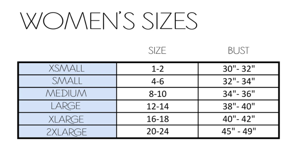 EIS Sun Shirt Size Guide